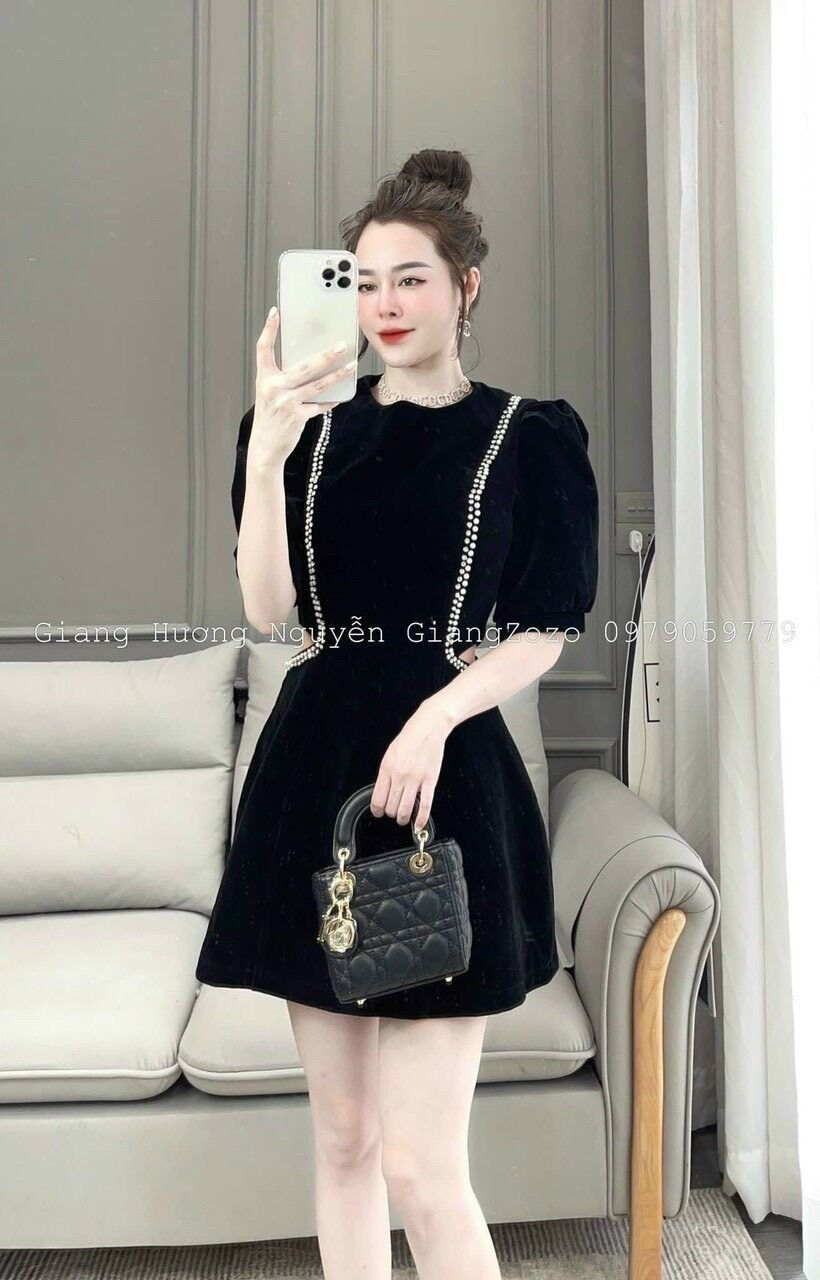 (D282 SHOP TÁO ĐỎ BIGSIZE 50KG ĐẾN 90kg) đầm nhung khoét eo sang chảnh D88