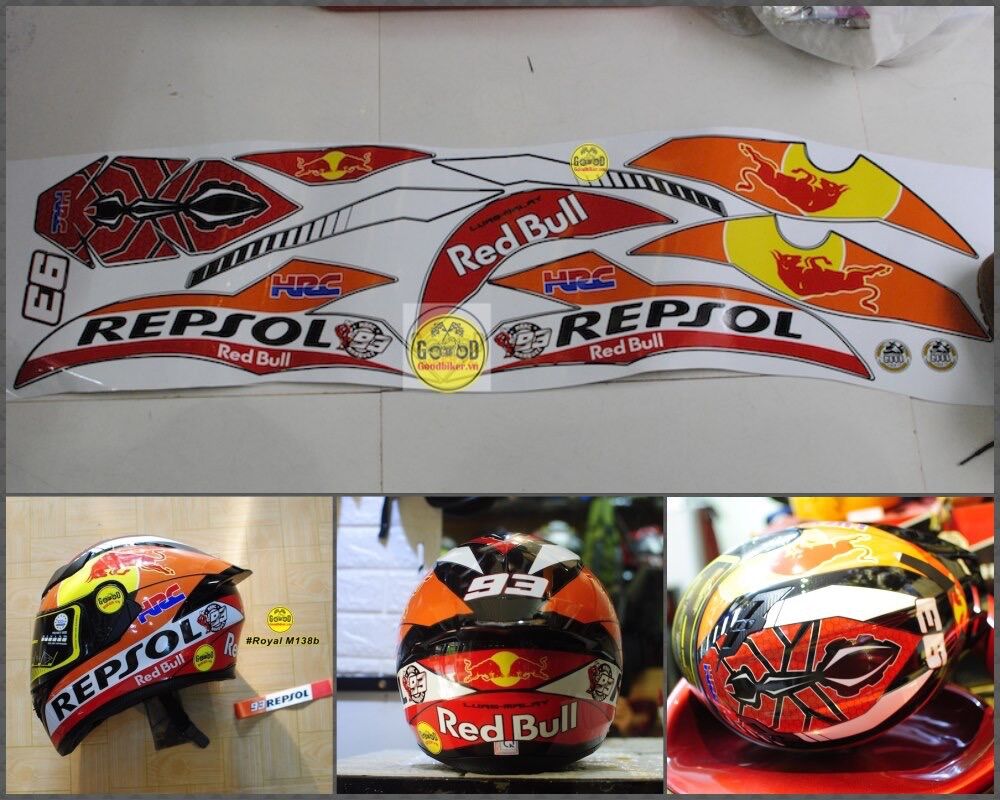 Tem Repsol 93 dán mũ Fullface