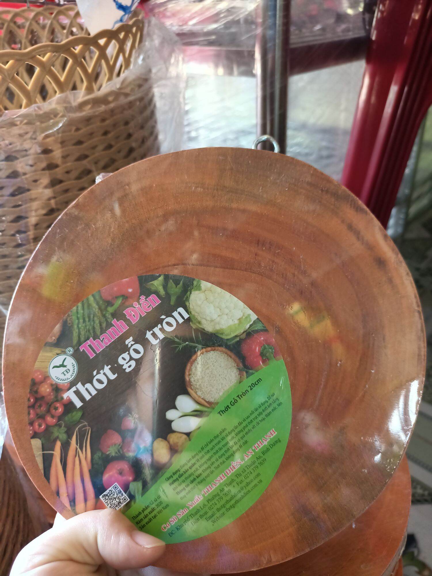 thớt gỗ tròn thanh điền đk 20cm (dầy 3,25cm)