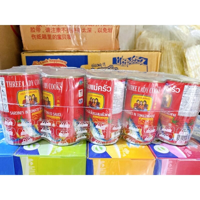 Lốc 10 hộp cá mồi 3 cô gái Thái nắp khui
