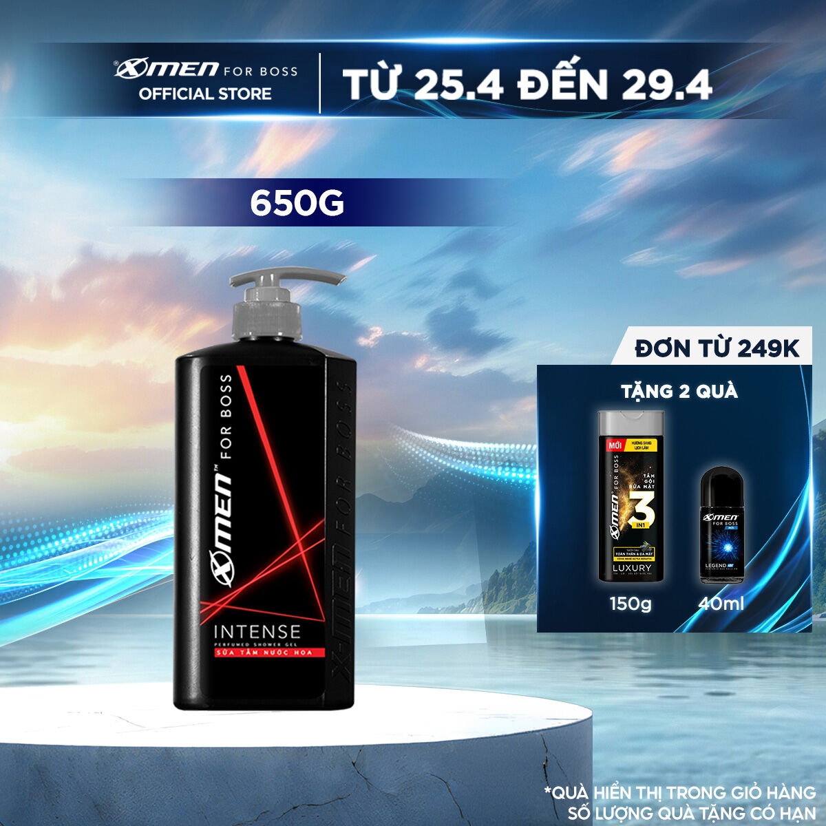 Sữa tắm nước hoa X-Men For Boss Intense - Mùi hương trầm đầy nội lực 650g