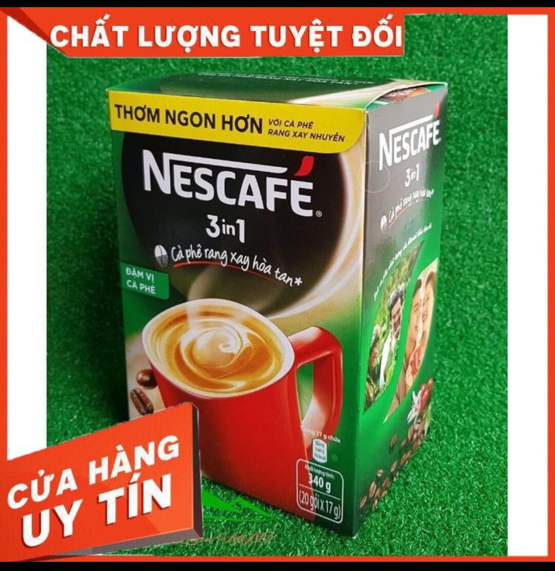 Cà phê hòa tan Nescafé 3in1 xanh đậm vị cà phê (hộp 20 gói x 17g)