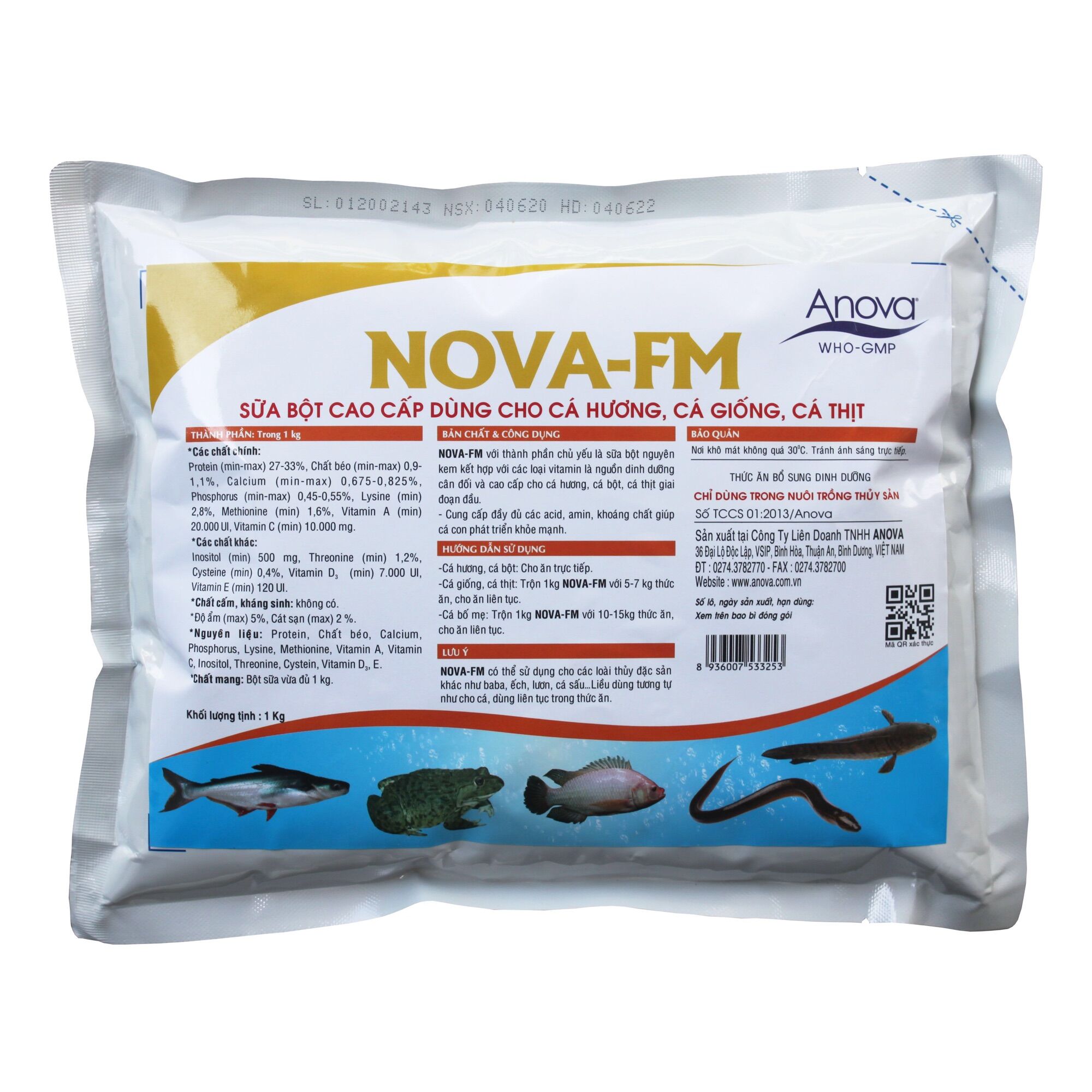 SỮA BỘT CAO CẤP DÙNG CHO CÁ HƯƠNG, CÁ GIỐNG, CÁ THỊT FM TÚI 1 KG