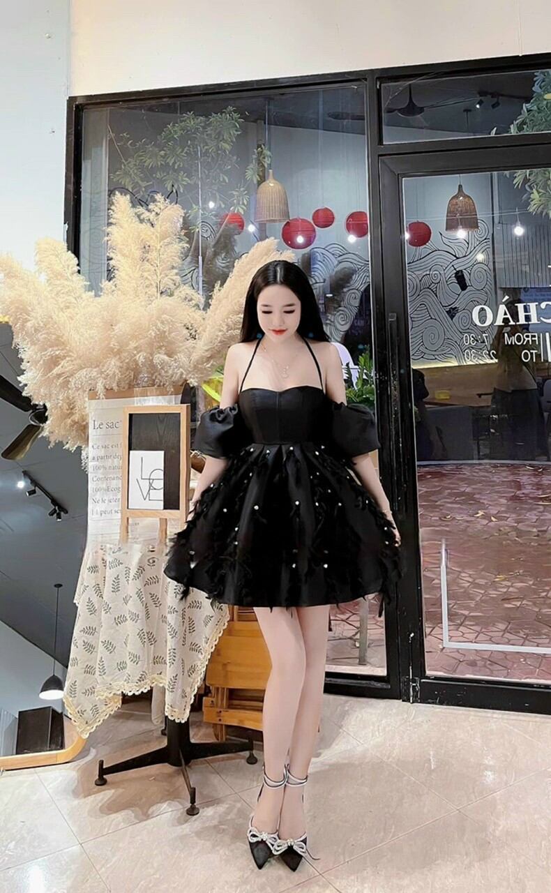ĐẦM XÒE CUP TAY PHỒNG ĐÍNH LÔNG