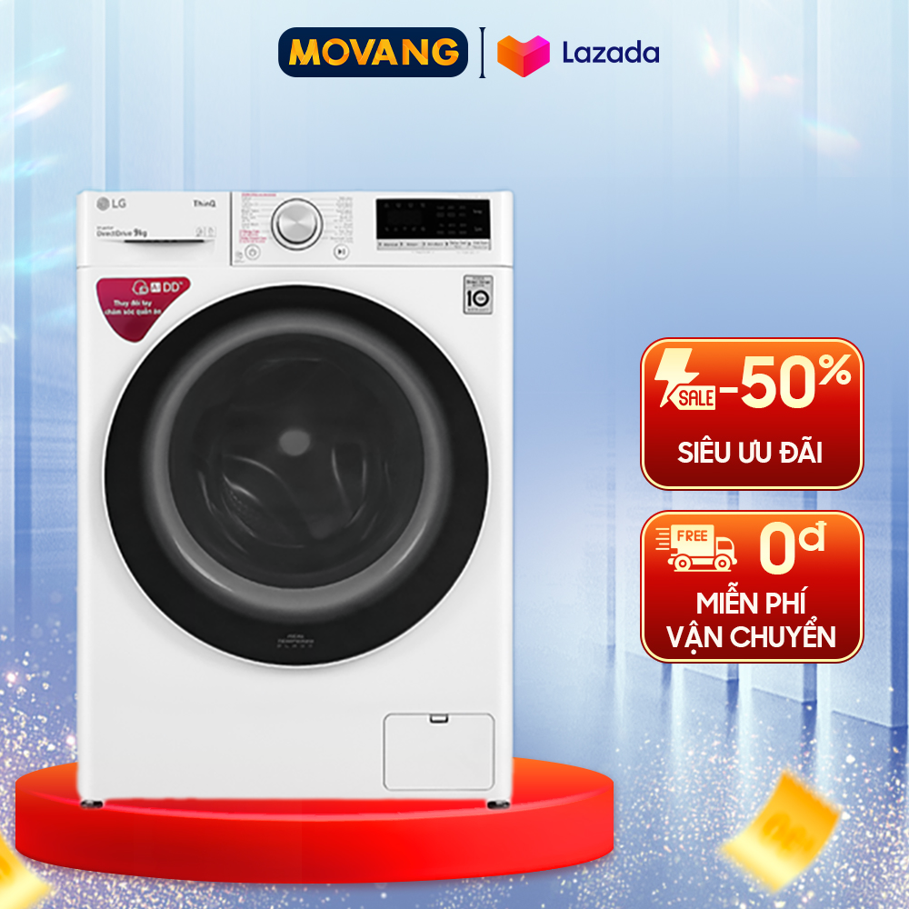 [GIAO TẠI HCM] -  Máy giặt LG Inverter 9 kg FV1409S4W - Hiệu suất sử dụng điện 20.5 Wh/kg 14 chương trình hoạt động
