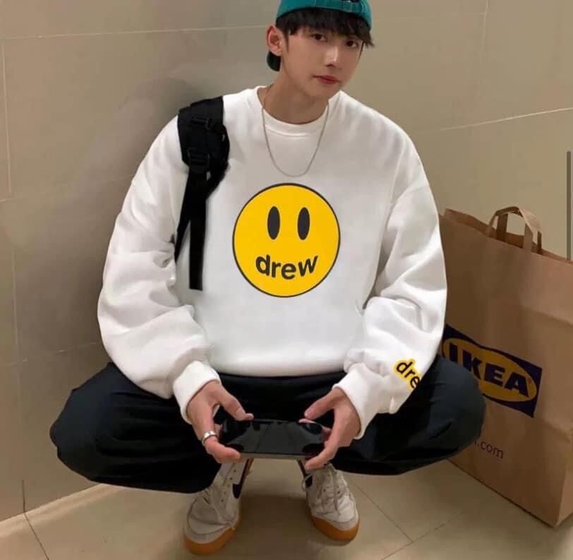 Áo sweater nỉ nam nữ in mặt cười d-rew form 40-80kg