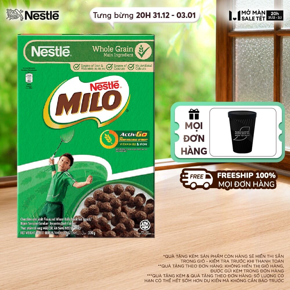   FREESHIP TOÀN QUỐC  Ngũ cốc ăn sáng MILO  Hộp 300g  