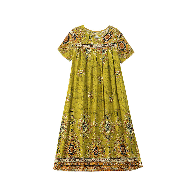 Đầm Dài In Họa Tiết Dân Tộc Cao Cấp Từ Cotton Mẹ