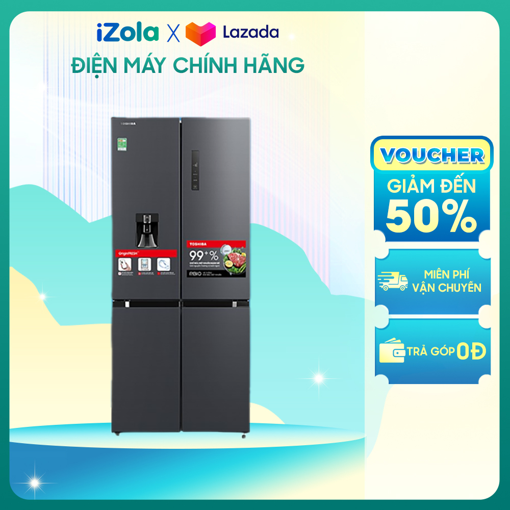 Tủ lạnh toshiba inverter 509 lít gr-rf605wi-pmv-mg - bảng điều khiển ngoài cảm ứng - lấy nước bên ngoài - điều khiển từ xa trên ứng dụng