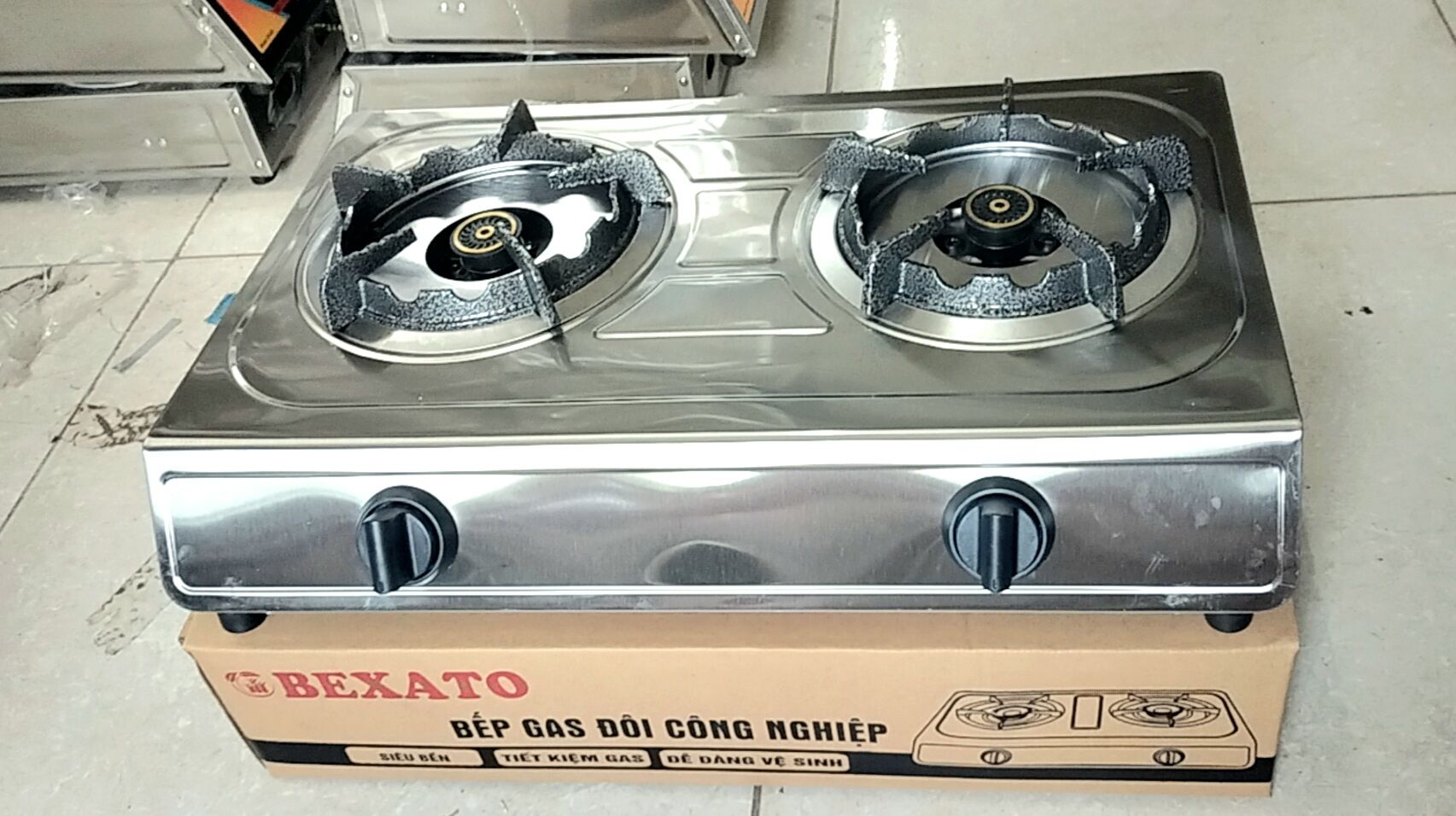 Bếp gas bán công nghiệp đôi chia lửa bằng đồng toàn thân inox