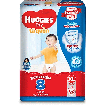 Tã quần Huggies đệm mây XL62+ 8 công nghệ mới