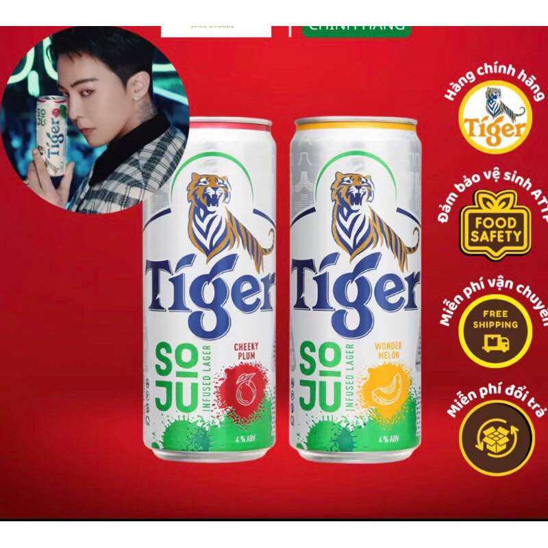 Bia Tiger Soju Infused Lager dưa lưới - mận - 1 lon