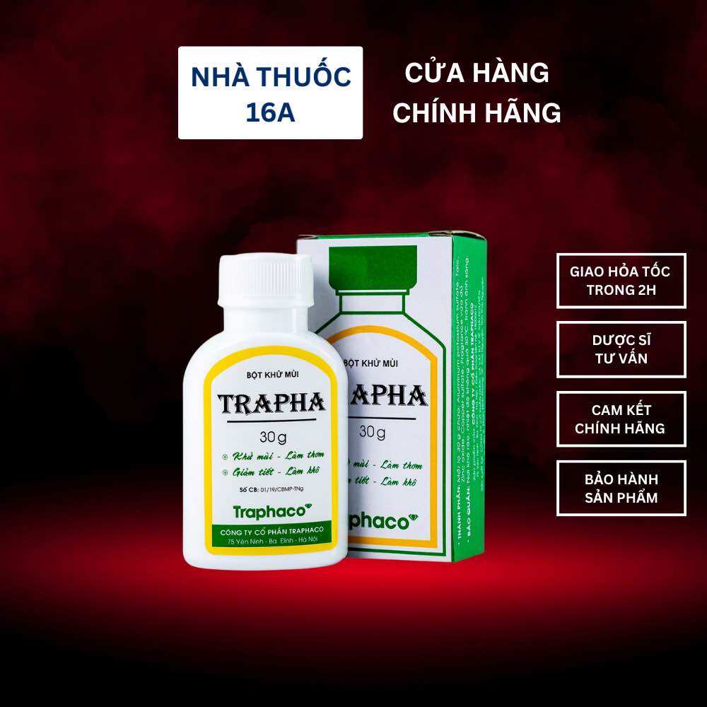 BỘT KHỬ MÙI TRAPHA - MIỄN PHÍ VẬN CHUYỂN - PHẤN ĐÁNH BAY MÙI ẨM, HÔI GIÀY, HÔI CHÂN - CHAI 30G