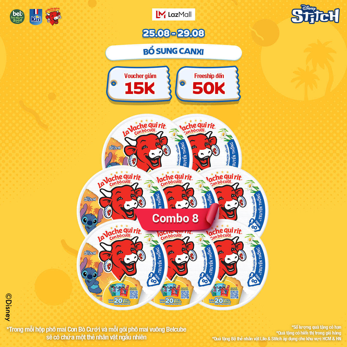 Combo 8 Phô mai con bò cười 8 miếng 112G