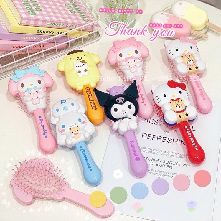 Lược massage, gương cầm tay trang điểm Hello Kitty - Melody