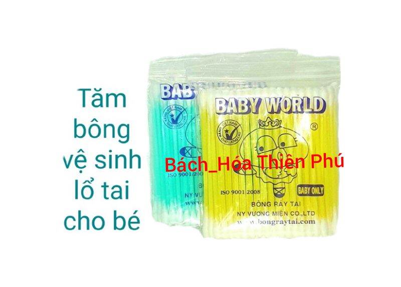 Lóc Bông tăm ráy tai BABY WORLD đầu nhỏ 12 gói