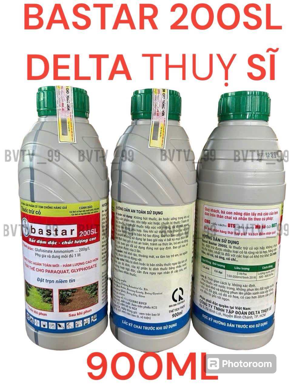 Thuốc Trừ Cỏ BASTAR 200SL (900ml) - Glufosinate 200g/L Thay Thế Paraquat, Glyphosate - Basta Khai Hoang, Lưu Dẫn, Trừ Cỏ Mần Trầu, Cỏ Cú, Cỏ Ống, Cỏ Chỉ…