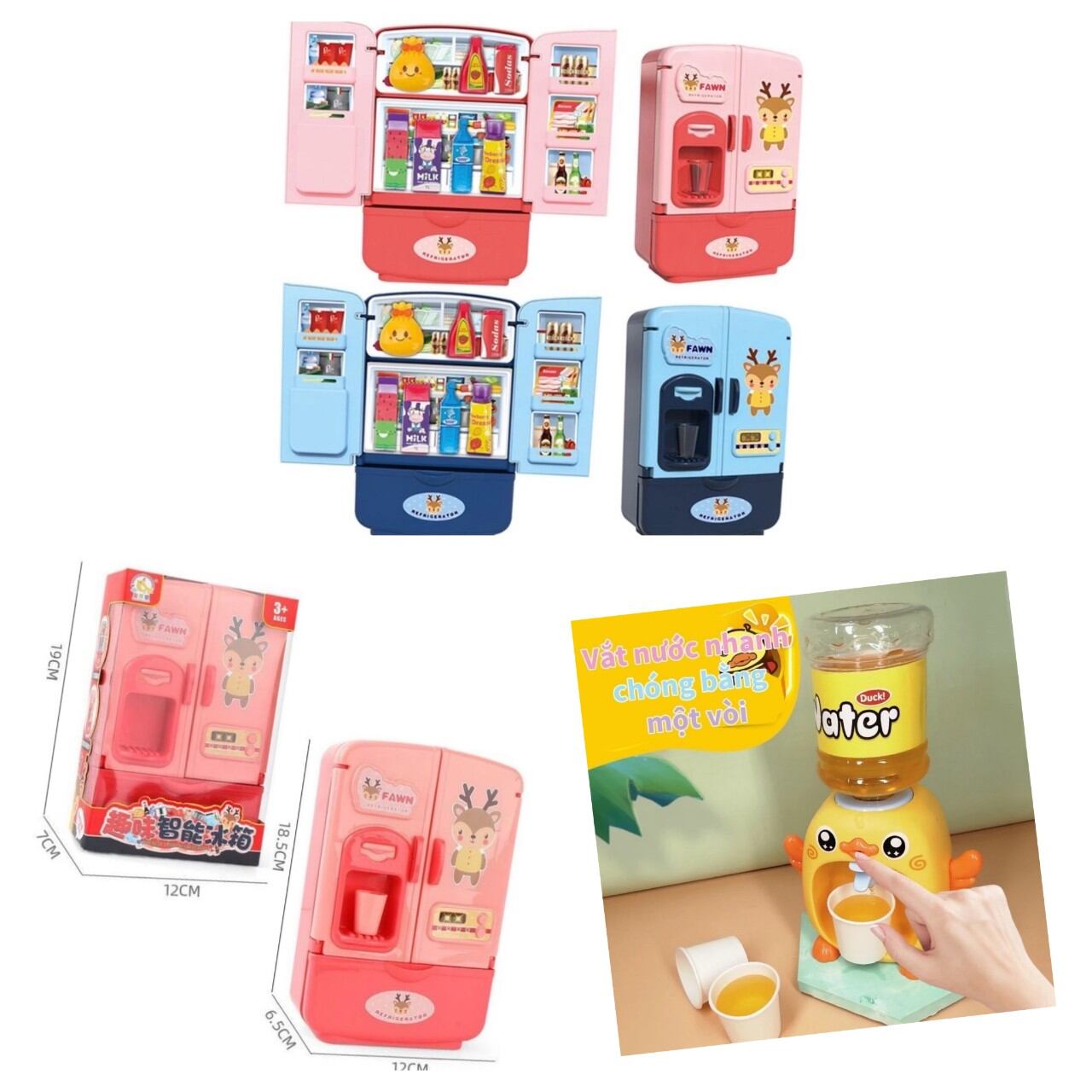 Đồ chơi nhà bếp tủ lạnh kèm bình nước/Đồ chơi cho bé/Đồ chơi búp bê