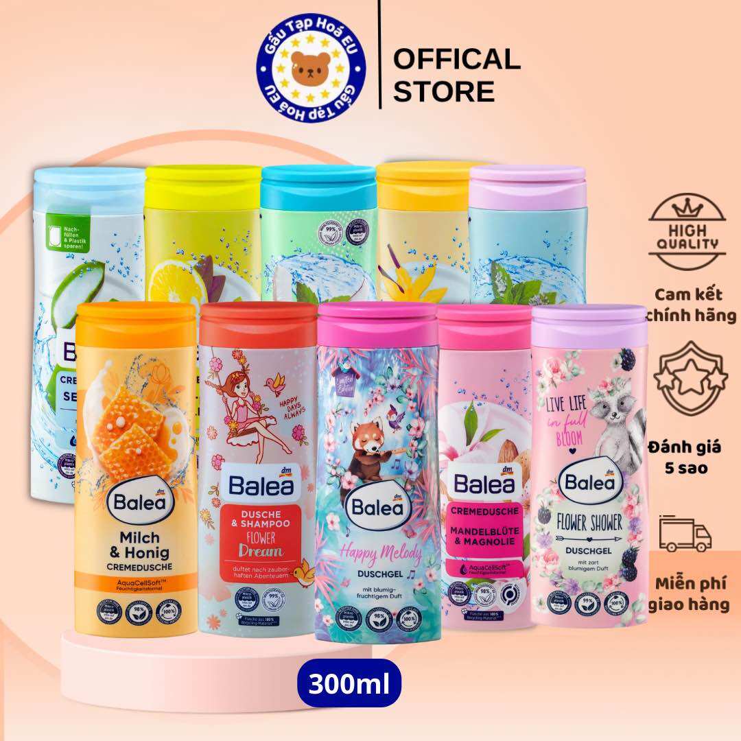 Sữa tắm Balea hàng nội địa Đức, mềm mịn dưỡng ẩm cho mọi loại da 300ml