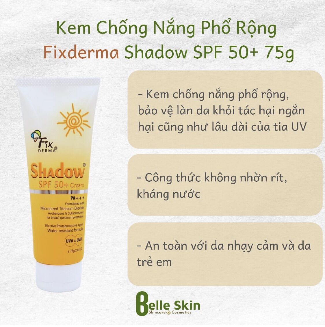 Kem chống nắng Fixderma Shadow SPF50 75g