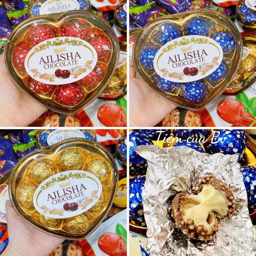 Hộp kẹo chocolate AILISHA hình trái tim cao cấp nhân socola sữa 84g