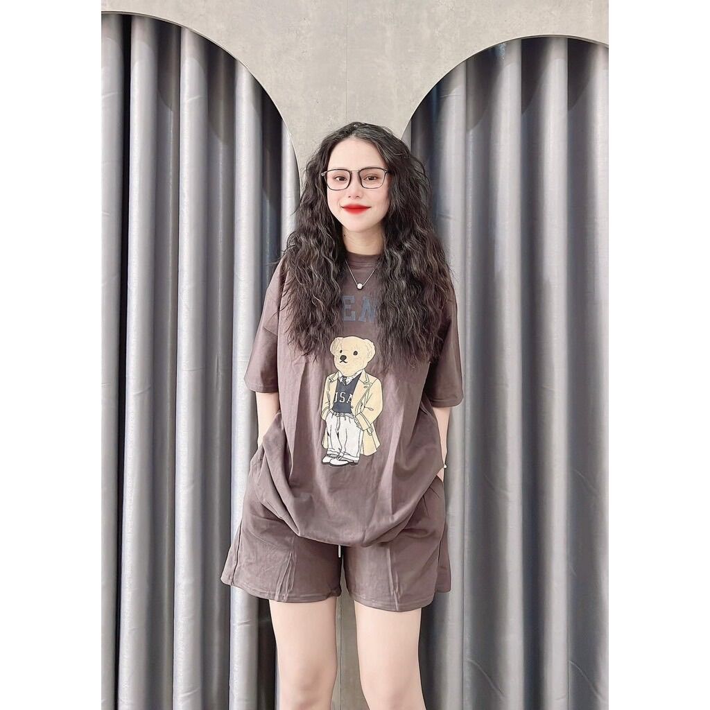 Set bộ đùi chất cotton - gấu mặt véo