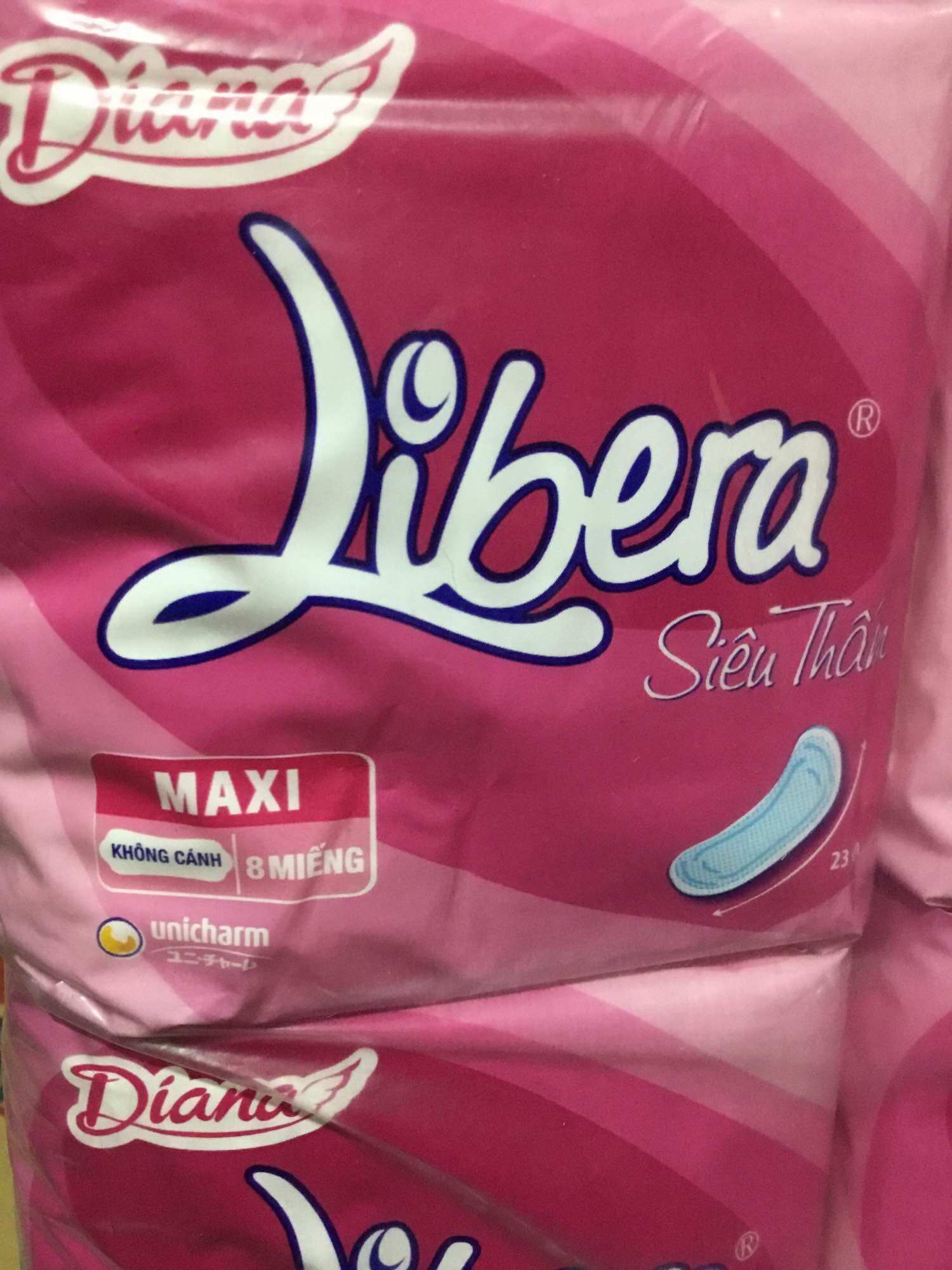 1 gói băng vệ sinh diana libera siêu thấm maxi không cánh 23cm- 8 miếng/gói - date luôn mới