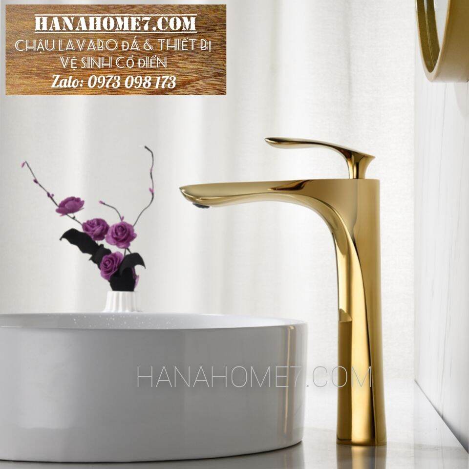 [HCM]Vòi lavabo nóng lạnh bóng vàng cao cấp