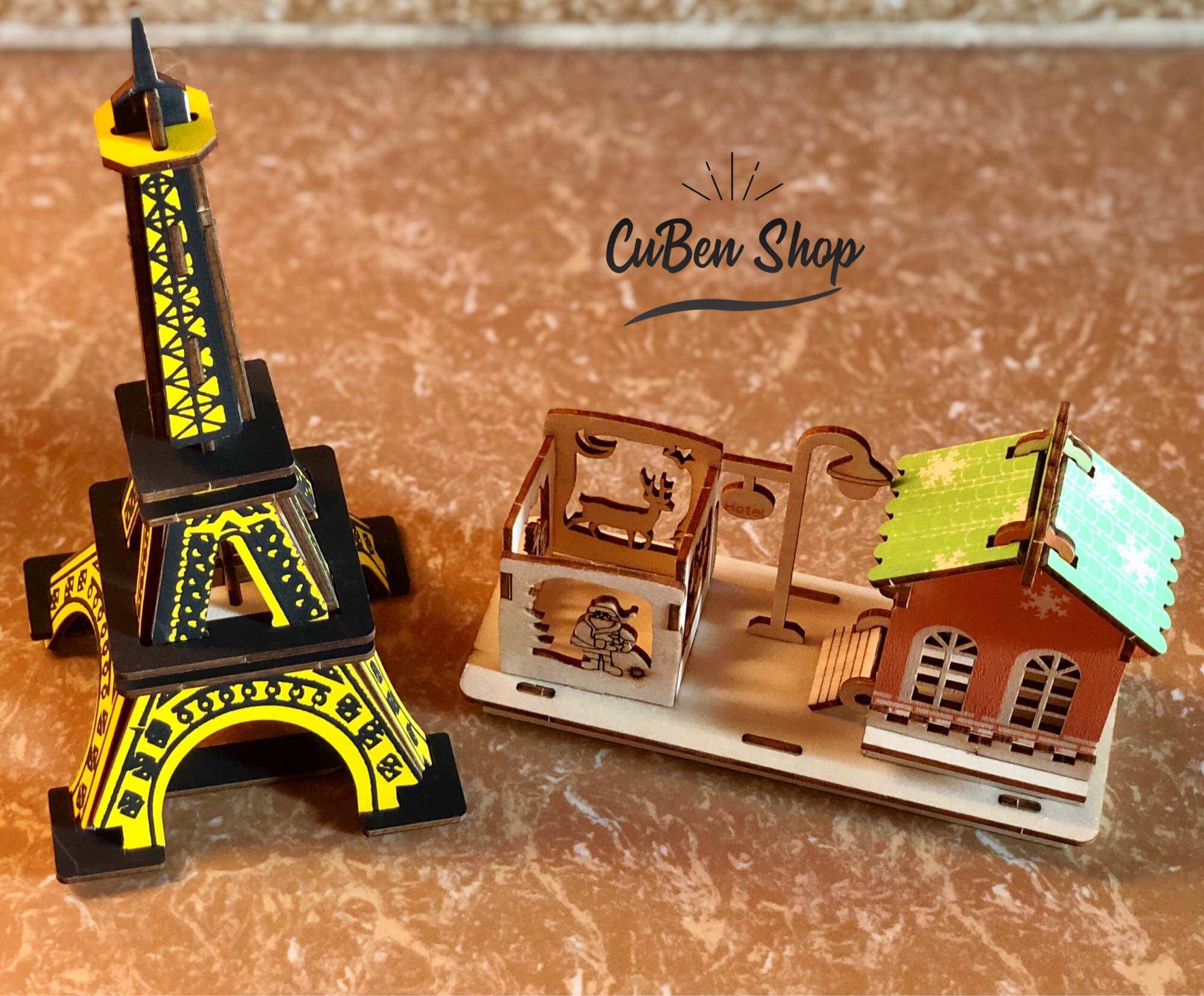 Đồ chơi lắp ráp gỗ 3D Mô hình Tháp Eiffel Laser