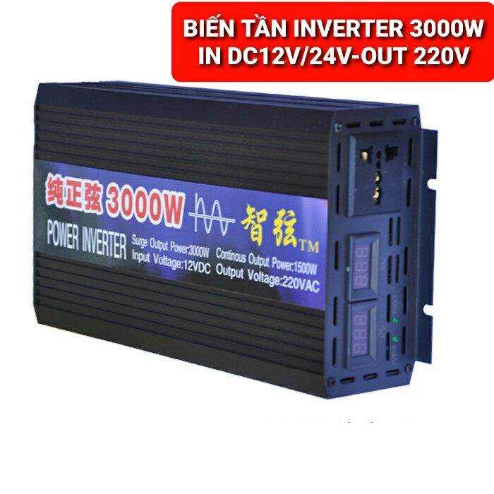 Achun.vn - biến tần thông minh inverter 3000w sóng sin chuẩn chuyển dc 12v/24v sang ac 220v