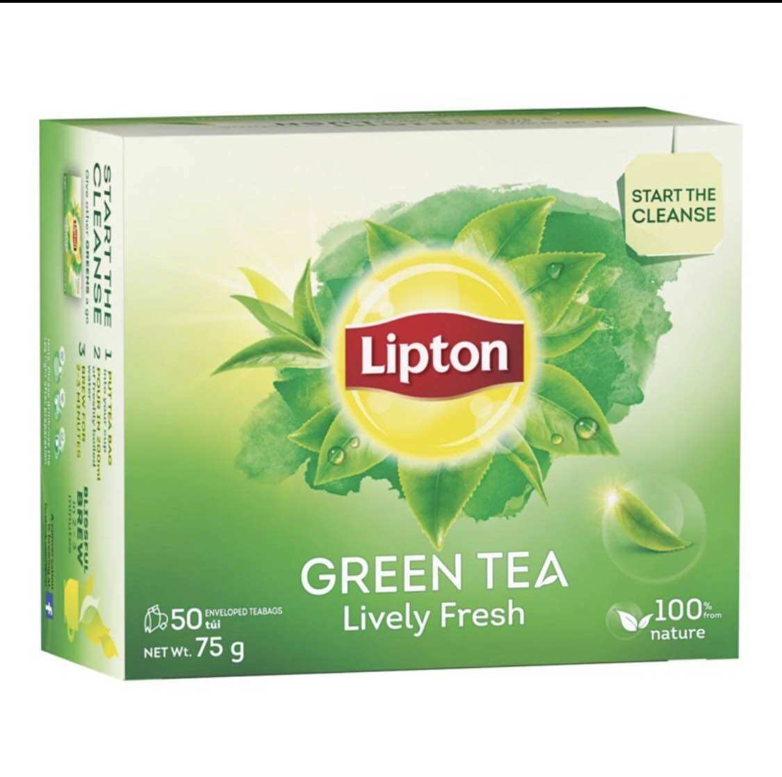 Trà Túi Lọc LIPTON Trà Xanh Tươi Mới Hộp 25, 50 Gói