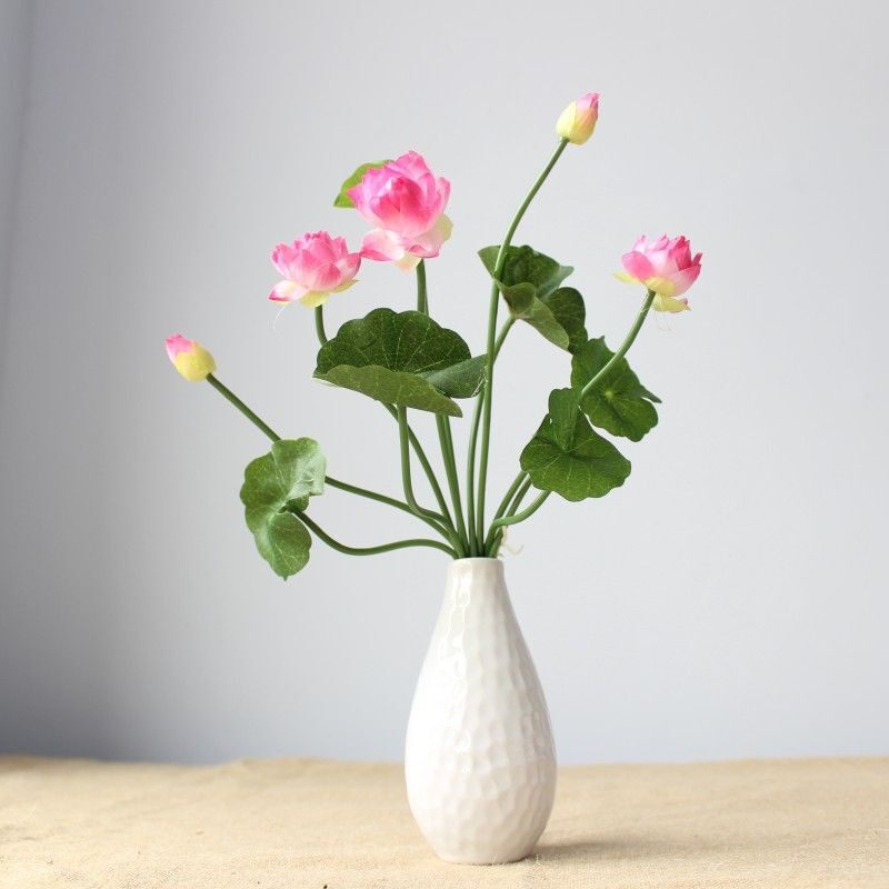 Cụm Sen Nhí Cao Cấp Size nhỏ_ dài 50cm_ hoa lụa trang trí