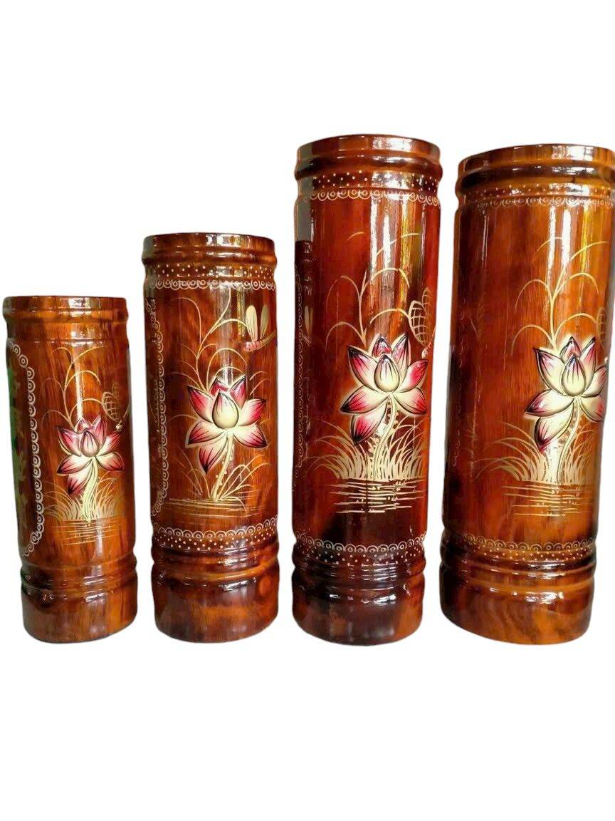 Ống đựng nhang bằng gỗ vẽ hoạ tiết/Ống nhang nhiều size