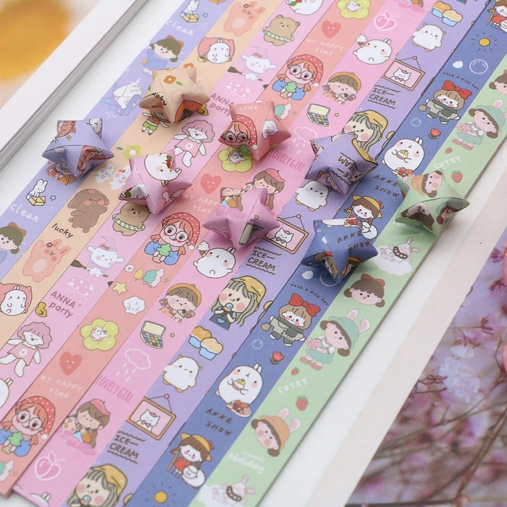  Sét 500 tờ giấy gấp ngôi sao xếp sao hình ảnh cute đẹp size 1cmx24cm 