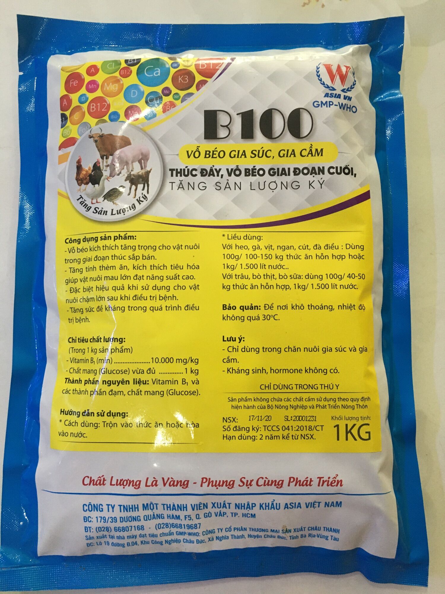Siêu vỗ béo gia súc gia cầm gói 1kg.