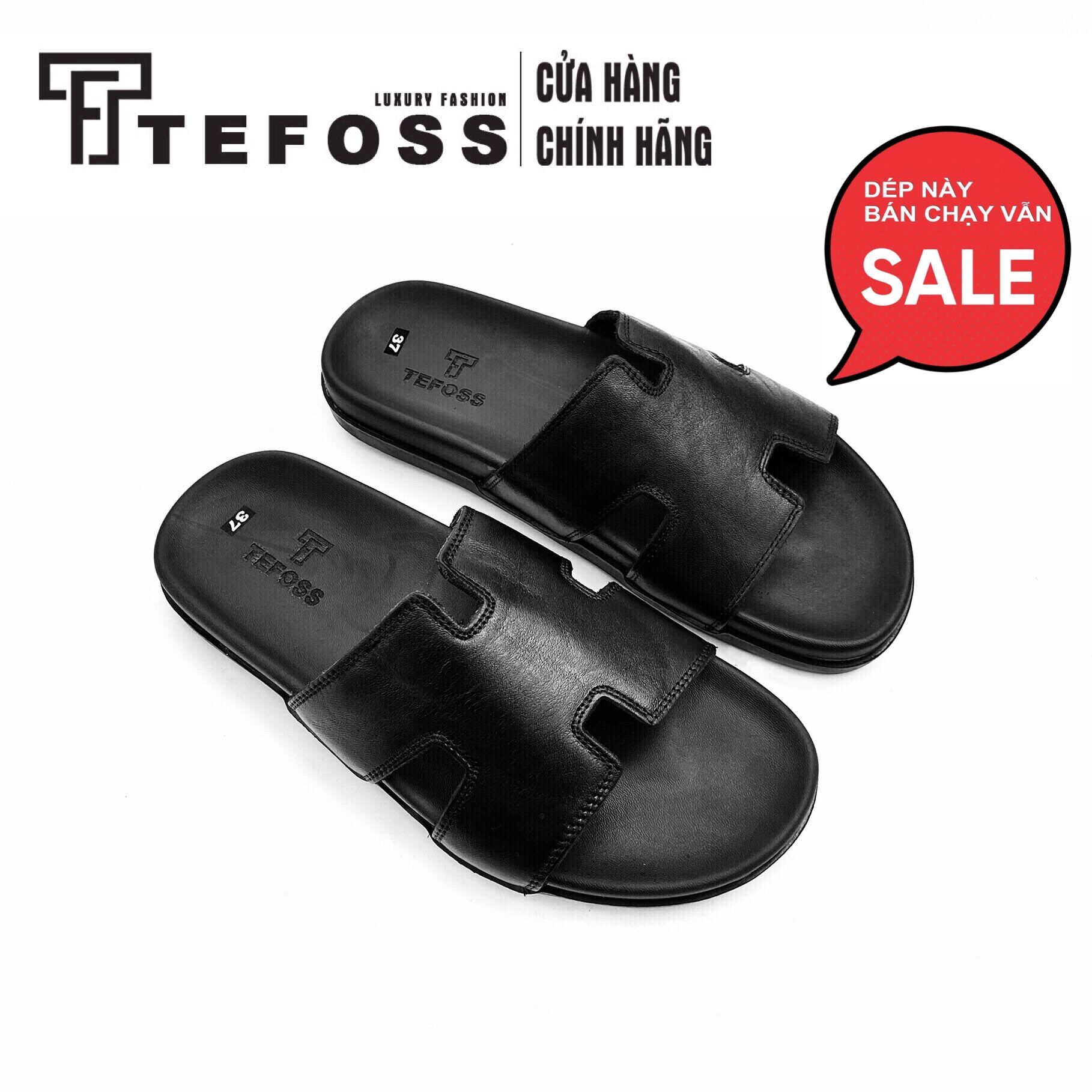 [FREESHIP MAX 50K] Dép nam da bò thật TEFOSS DT06 quai chữ H sang trọng, trẻ trung đế cao 3cm size 37-44