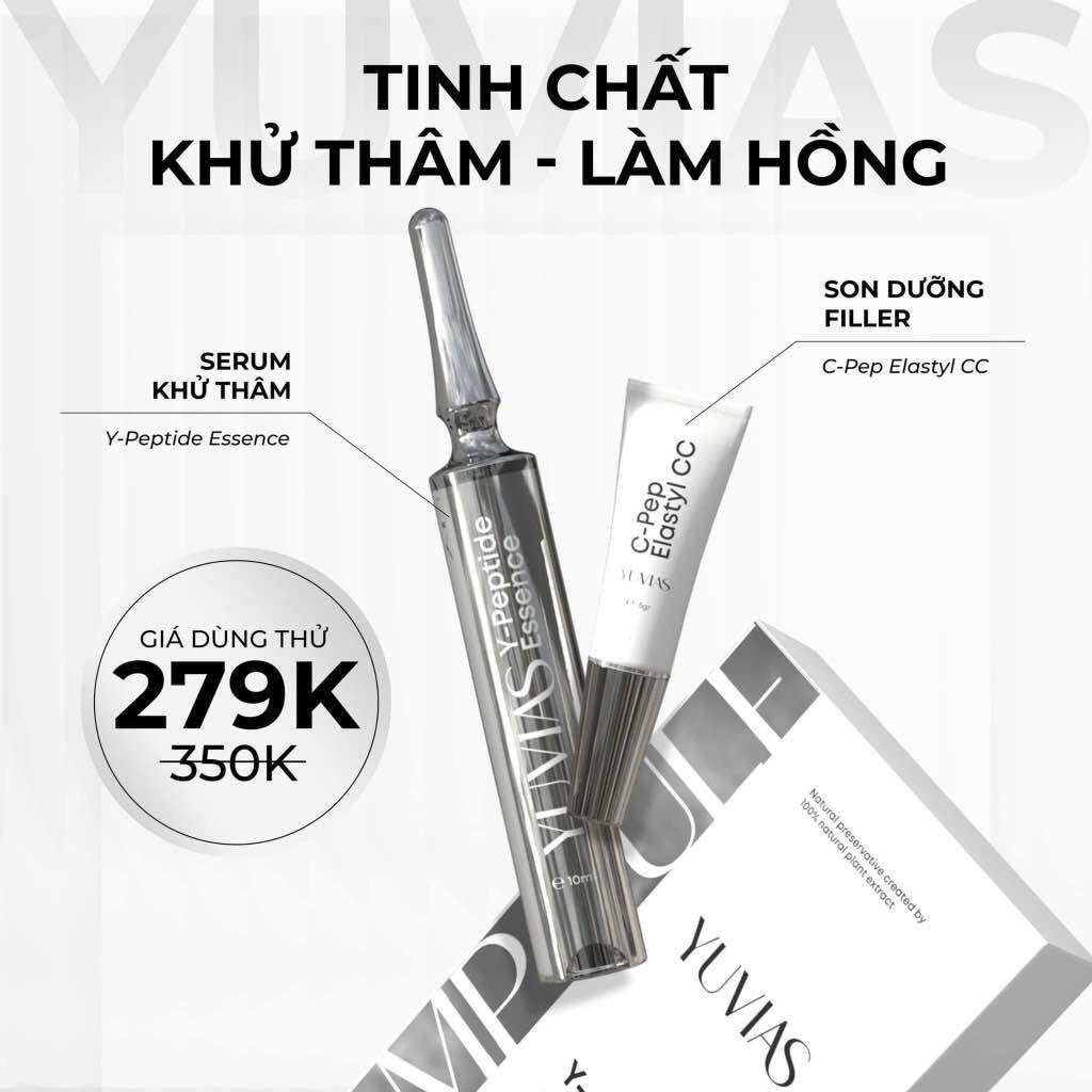 Tinh chất khử thâm YUVIAS căng bóng mịn màng, tinh chất làm hồng sáng da cấp ẩm môi tặng son dưỡng ẩm môi 10ml