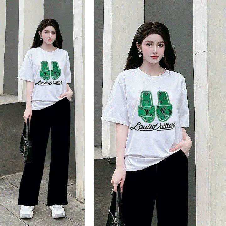 Sét bộ dài cotton thêu quần ống rộng