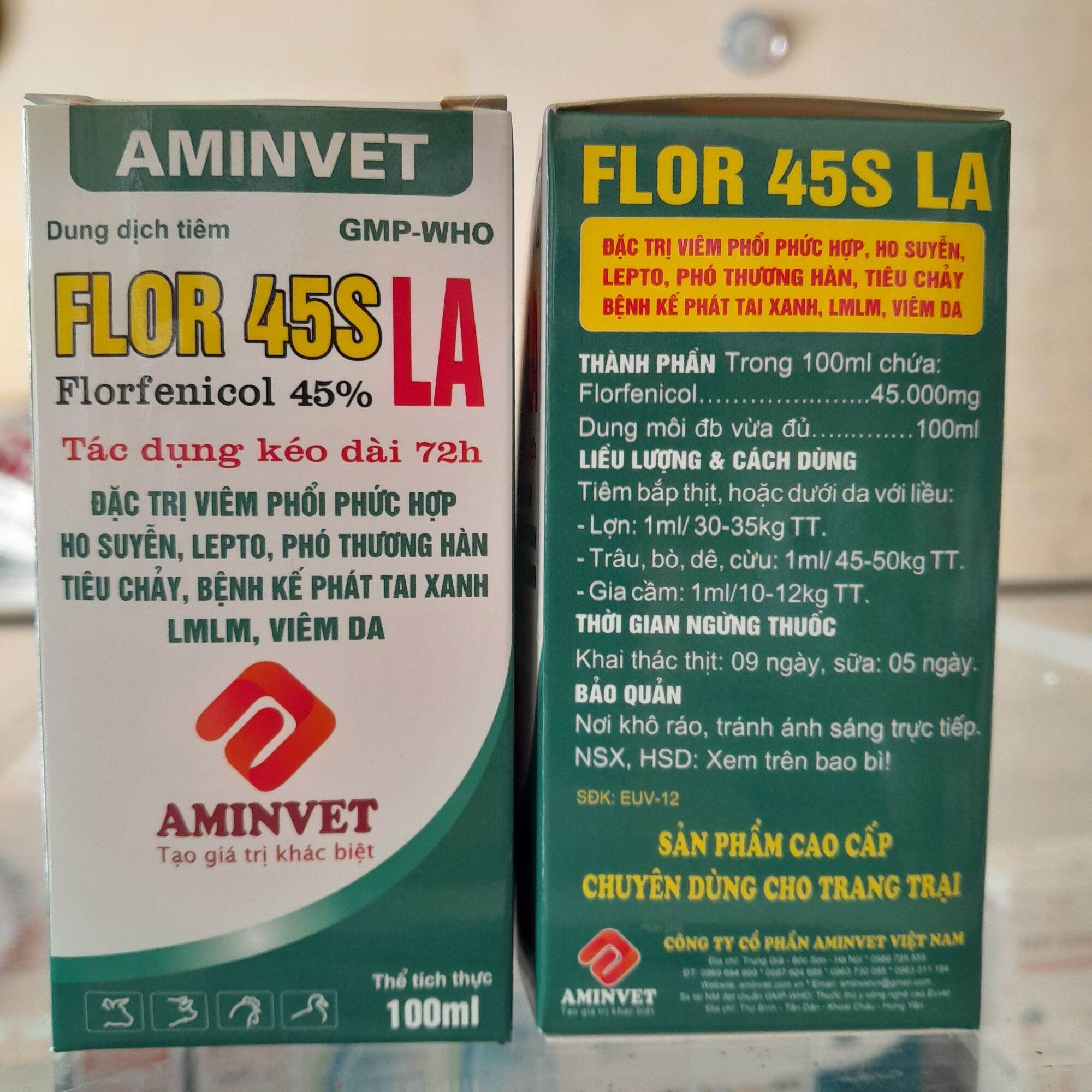 Flor 45S 100ml viêm phổi phức hợp, tai xanh heo, trâu bò