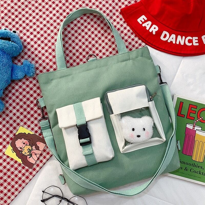 Tote đeo 2 kiểu phối màu mica -tt05