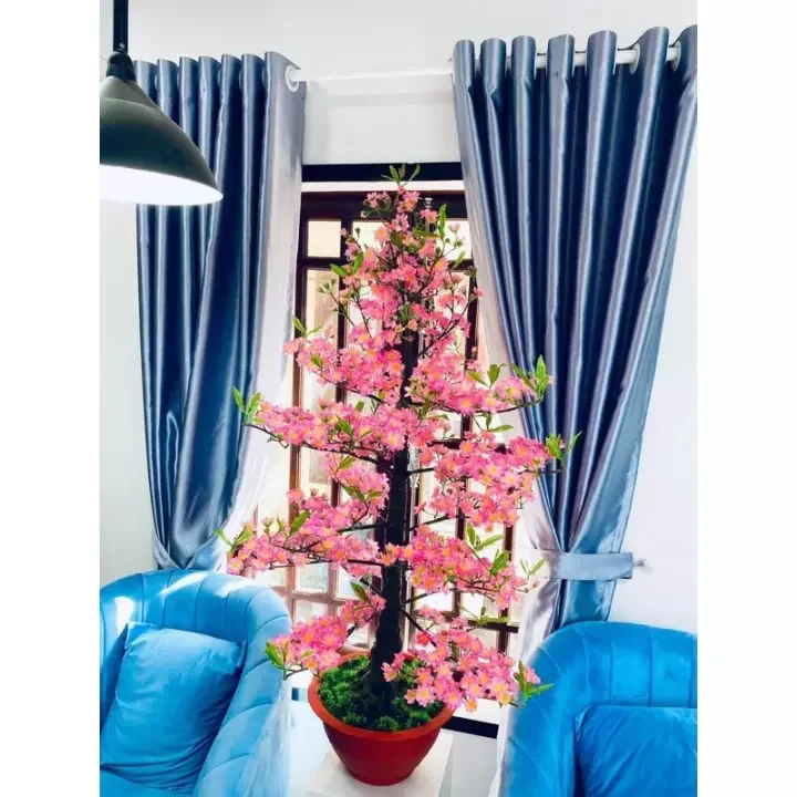Cây hoa đào nhựa vải giả cao 1m45,cây hoa đào trang trí tết