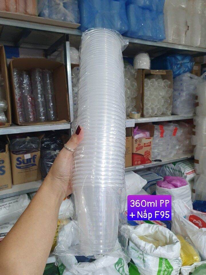 Lốc 50 ly cafe 360ml PP. Tùy chọn có nắp hoặc không