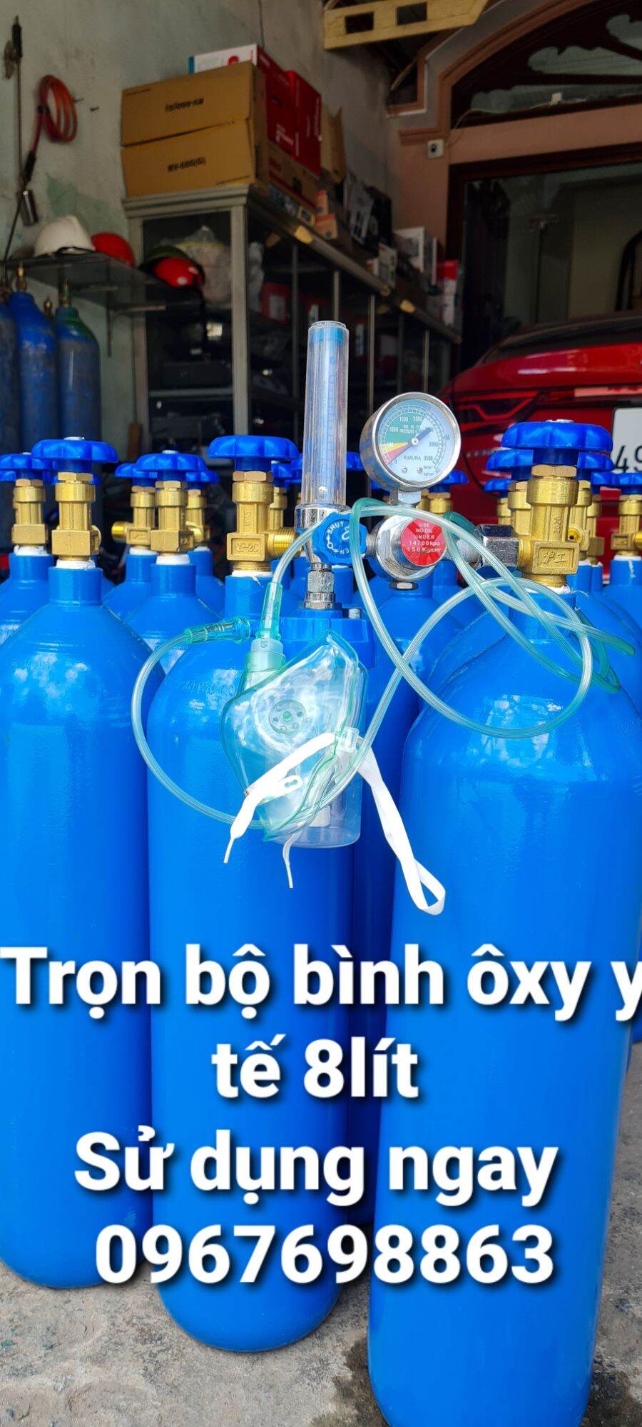 Bình Ôxy Y Tế 8Lít Sử Dụng Ngay . Trọn Bộ