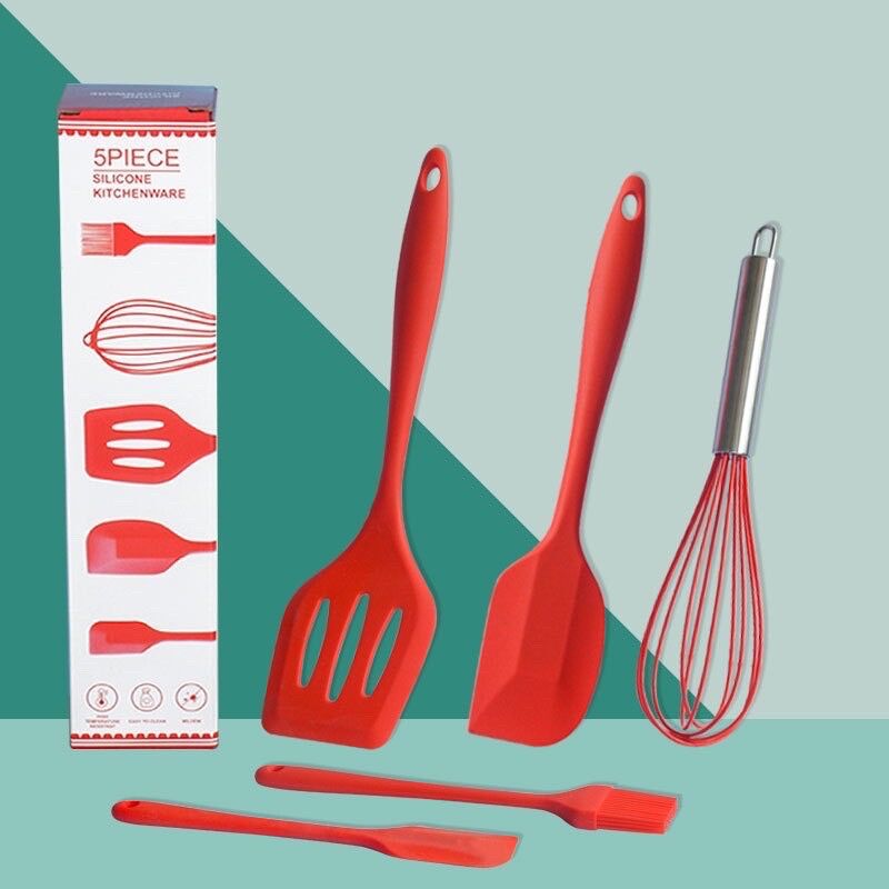 Bộ 5 phới chổi spatula silicon đỏ