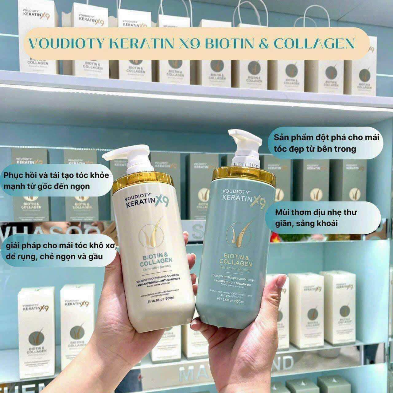 [Chính Hãng] Cặp dầu gội -xả Voudioty Keratin Biotin &amp; Collagen X9