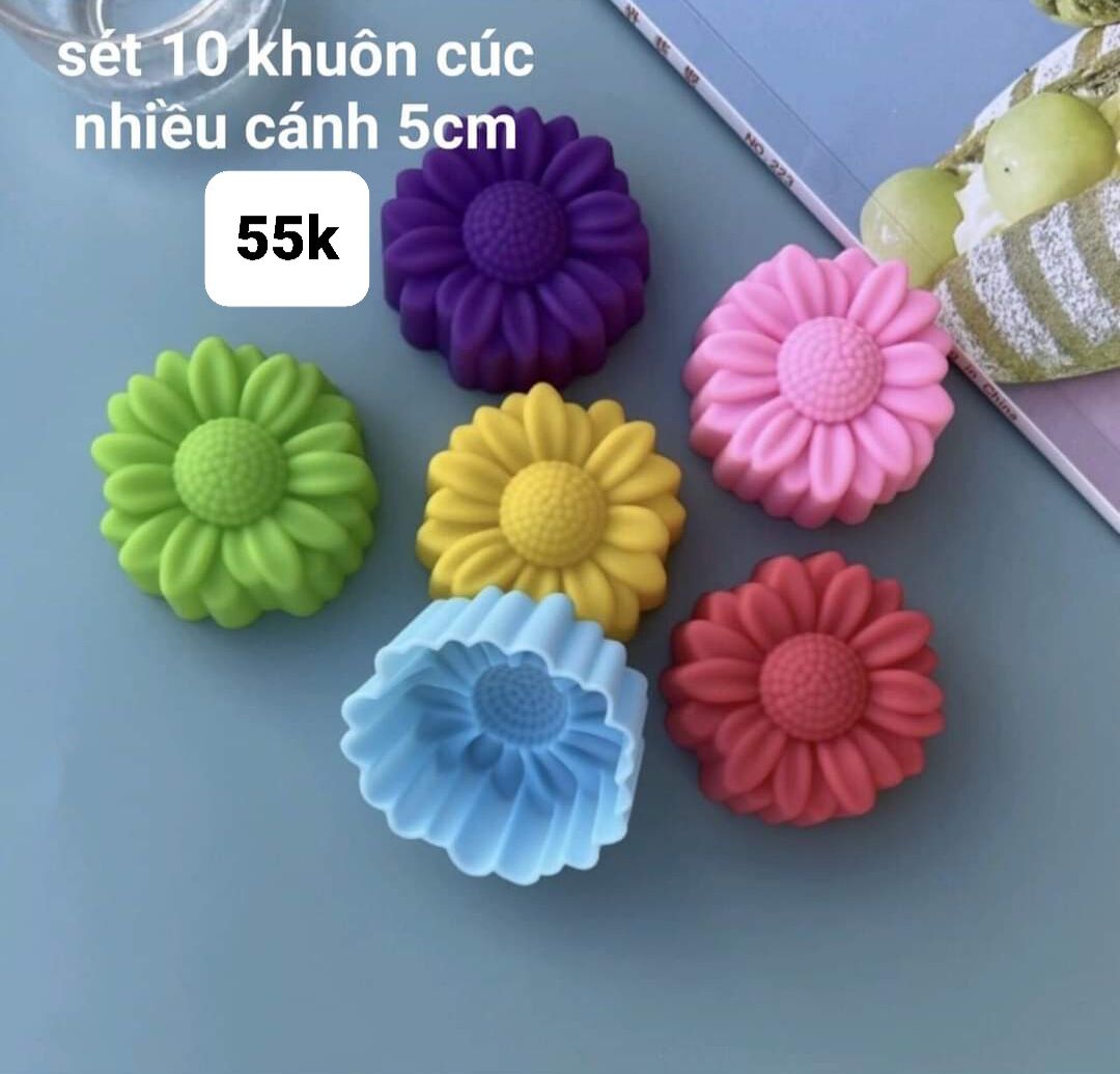 Sét 10 khuôn hoa cúc silicon 5cm