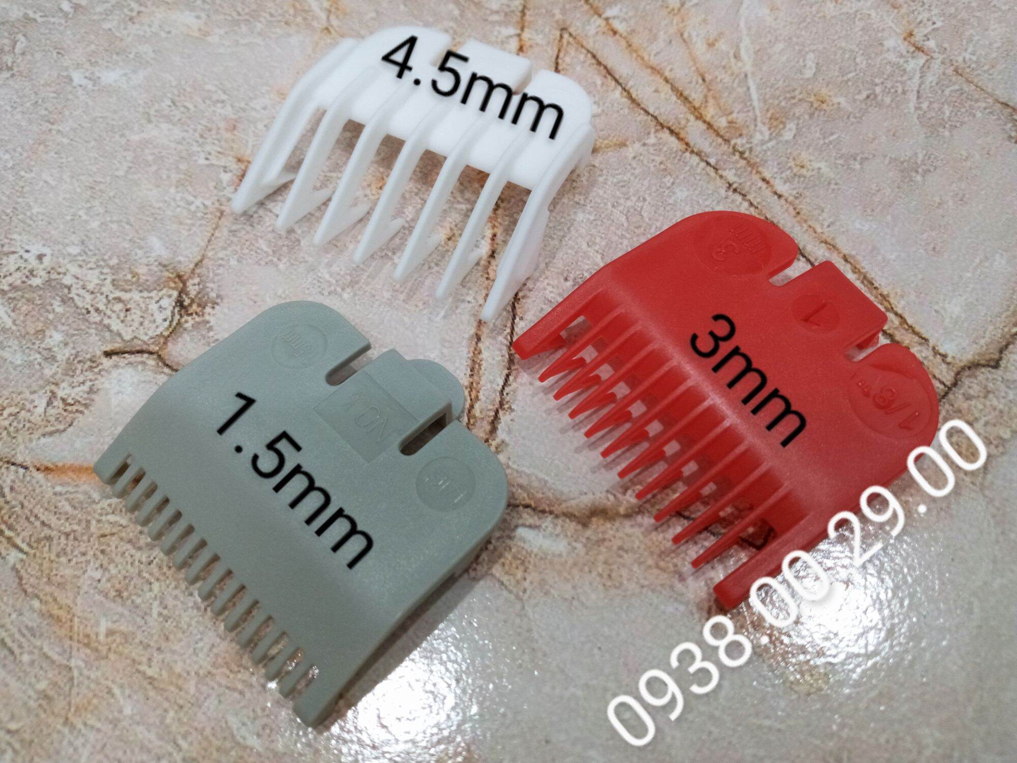 Cữ tông đơ cắt tóc kemei loại tốt, bộ 3 cữ nhựa abs 1.5mm, 3mm và 4.5mm cho tông đơ fade.