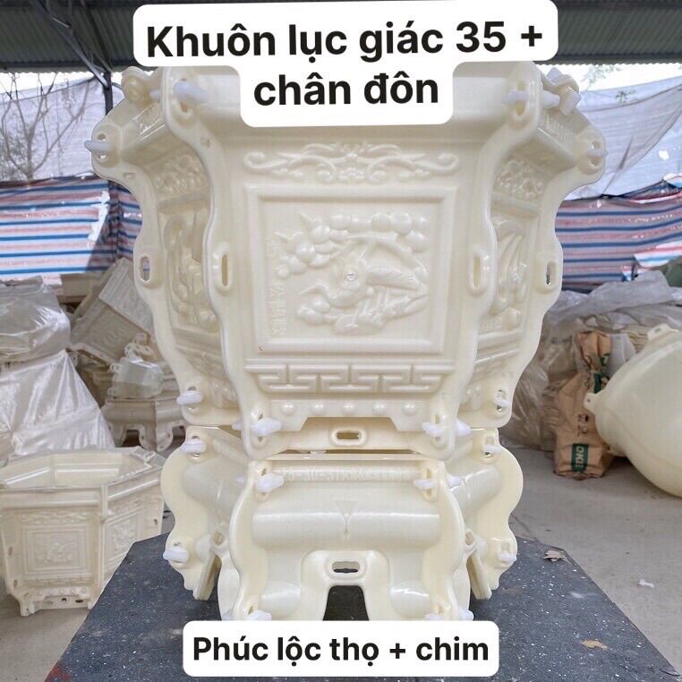Khuôn đúc chậu lục giác 35 kèm chân đôn