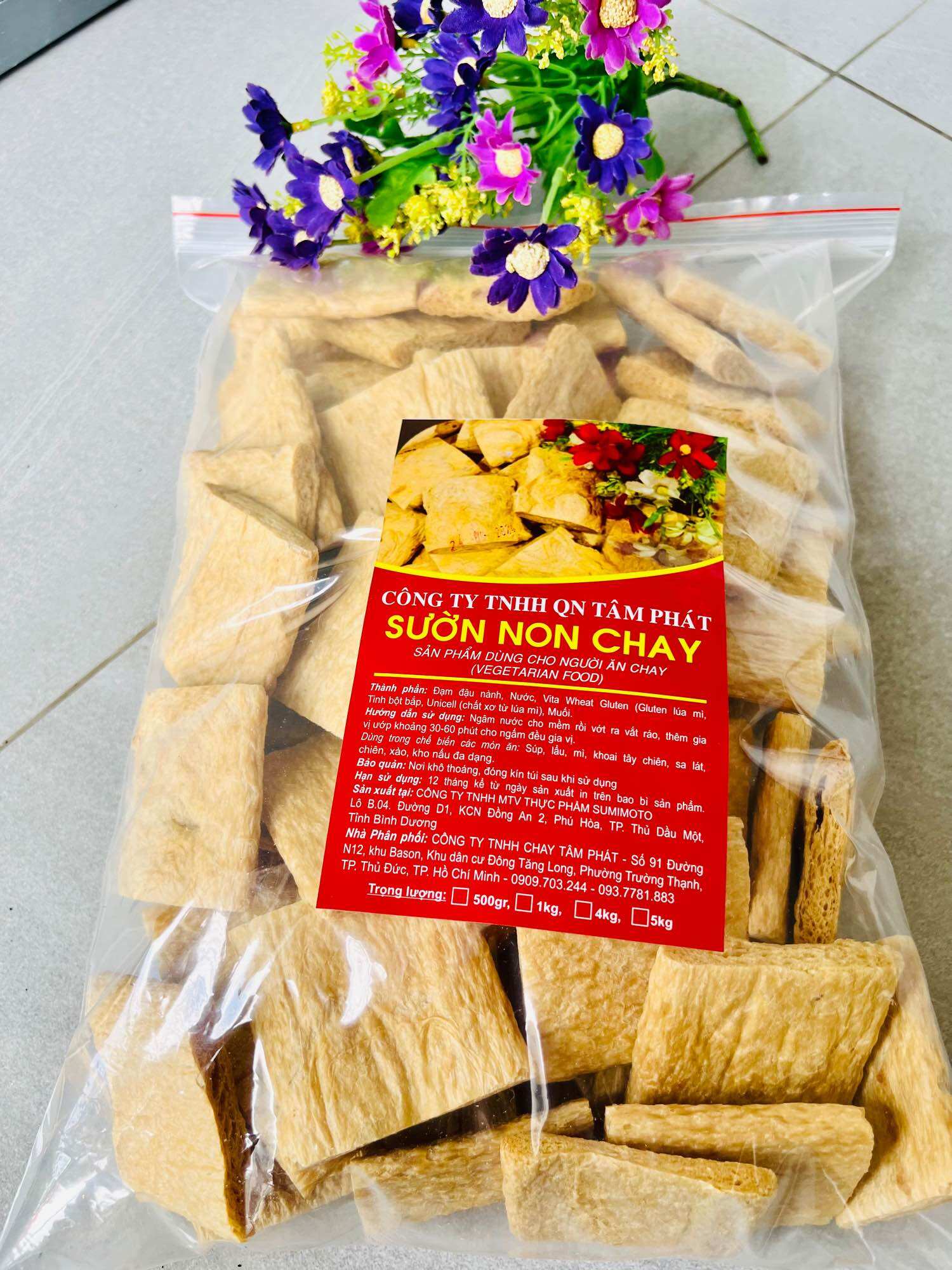  1KG SƯỜN CHAY   2 túi  Loại mỏng   Chay Tâm Phát 