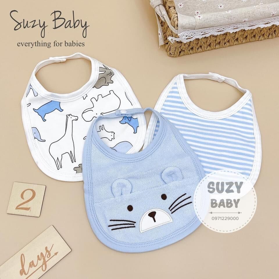 Set 3 yếm tròn bấm dây momcare cho bé